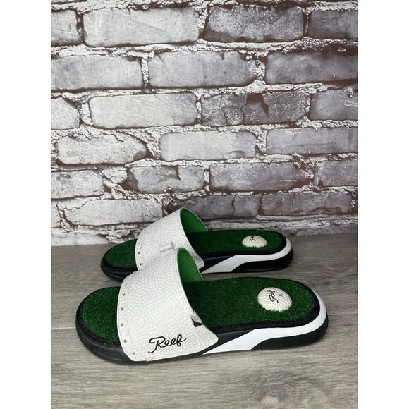 Reef Golf Flip Flops Mulligan II Turf Grass Tee Holder Rare Slides Men 8M US/40 - Picture 10 of 16
